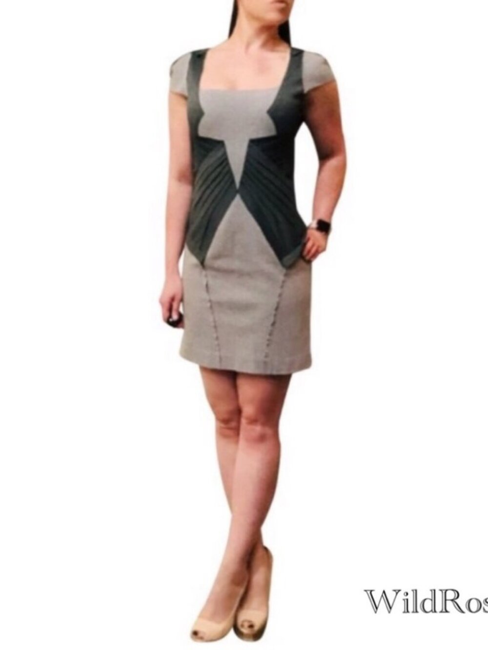 Zac Posen Gray Darted Sheath Dress SZ 12 Fits 8-10